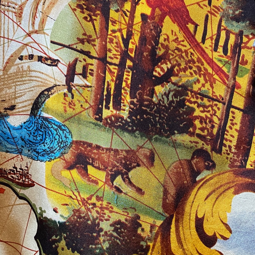 Point & Line 100% sandwashed silk Colorful Graphic Print size 3X vintage Top - Picture 9 of 16